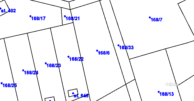 Parcela st. 168/6 v KÚ Mladcová, Katastrální mapa