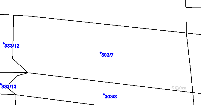 Parcela st. 303/7 v KÚ Mladcová, Katastrální mapa