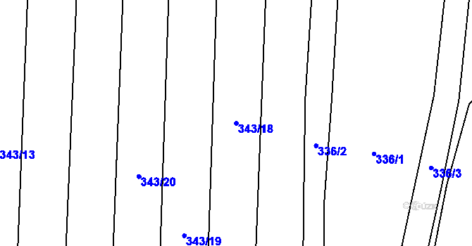 Parcela st. 343/18 v KÚ Mladcová, Katastrální mapa