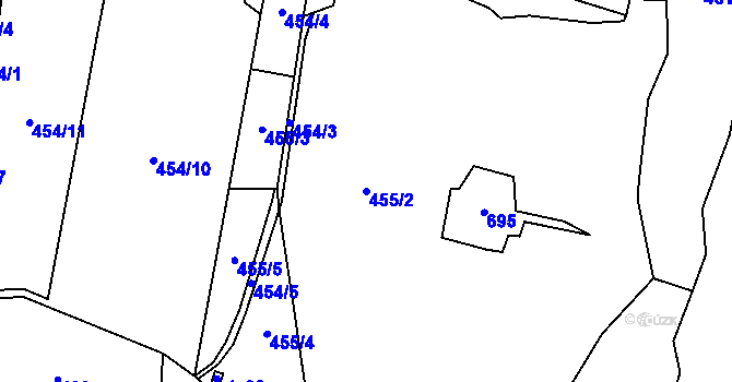 Parcela st. 455/2 v KÚ Mladcová, Katastrální mapa