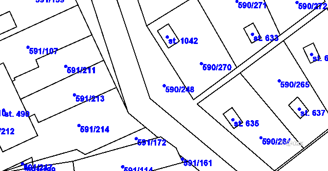 Parcela st. 590/248 v KÚ Mladcová, Katastrální mapa