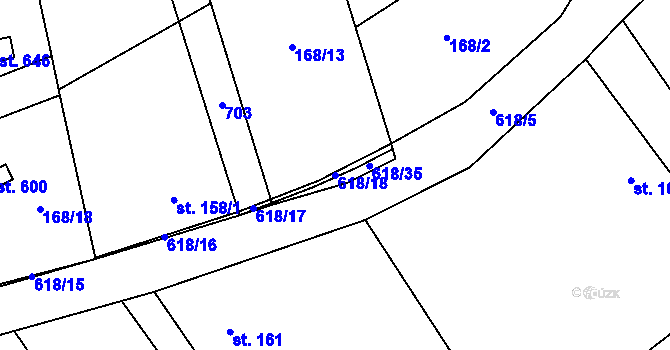 Parcela st. 618/18 v KÚ Mladcová, Katastrální mapa