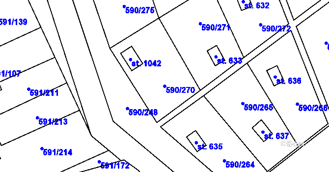 Parcela st. 590/270 v KÚ Mladcová, Katastrální mapa