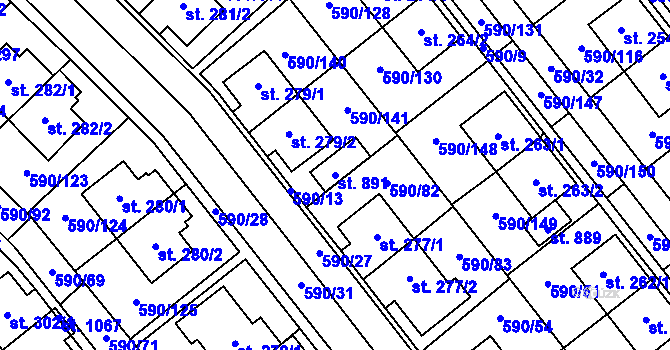 Parcela st. 891 v KÚ Mladcová, Katastrální mapa