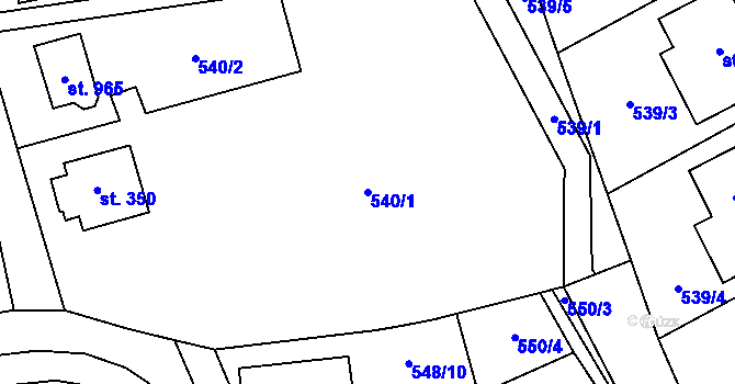 Parcela st. 540/1 v KÚ Mladcová, Katastrální mapa