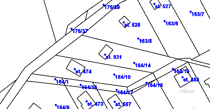 Parcela st. 931 v KÚ Mladcová, Katastrální mapa