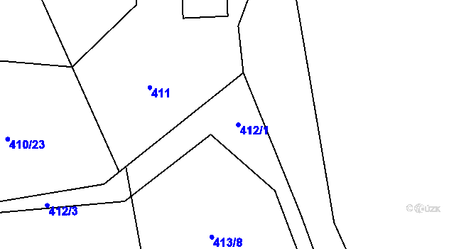 Parcela st. 412/1 v KÚ Mladcová, Katastrální mapa