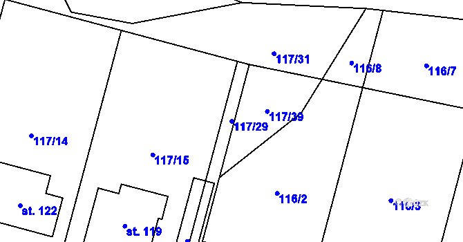Parcela st. 117/29 v KÚ Grešlové Mýto, Katastrální mapa