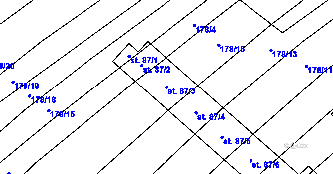 Parcela st. 87/3 v KÚ Grešlové Mýto, Katastrální mapa