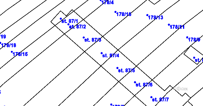 Parcela st. 87/4 v KÚ Grešlové Mýto, Katastrální mapa