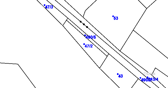 Parcela st. 47/2 v KÚ Grešlové Mýto, Katastrální mapa