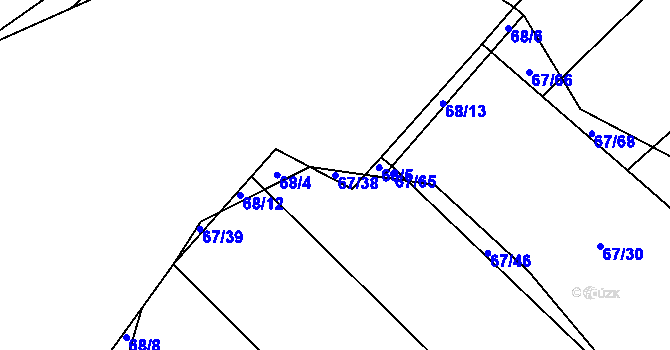 Parcela st. 67/38 v KÚ Grešlové Mýto, Katastrální mapa