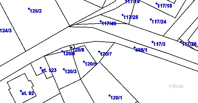 Parcela st. 120/7 v KÚ Grešlové Mýto, Katastrální mapa