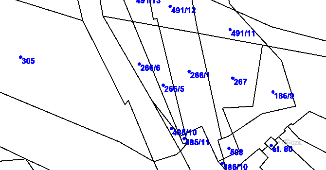 Parcela st. 266/5 v KÚ Grešlové Mýto, Katastrální mapa