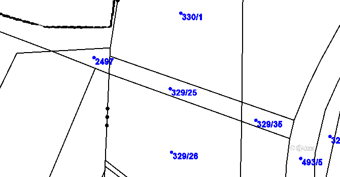 Parcela st. 329/25 v KÚ Grešlové Mýto, Katastrální mapa