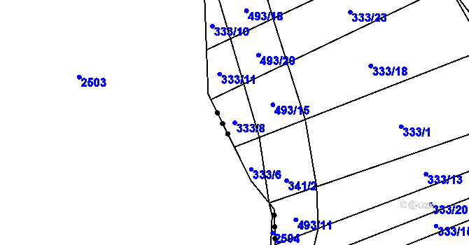 Parcela st. 333/8 v KÚ Grešlové Mýto, Katastrální mapa