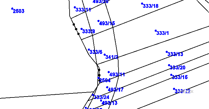 Parcela st. 341/2 v KÚ Grešlové Mýto, Katastrální mapa