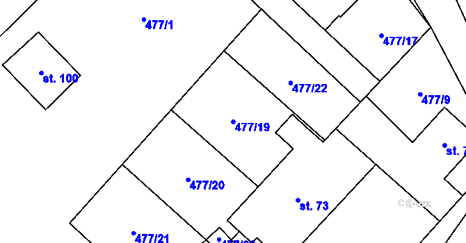 Parcela st. 477/19 v KÚ Grešlové Mýto, Katastrální mapa