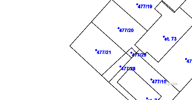 Parcela st. 477/21 v KÚ Grešlové Mýto, Katastrální mapa