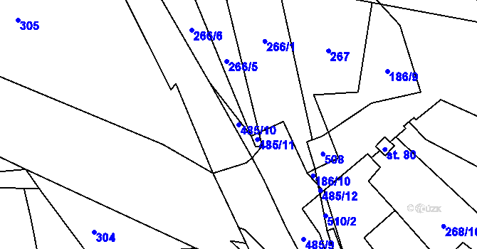 Parcela st. 485/10 v KÚ Grešlové Mýto, Katastrální mapa