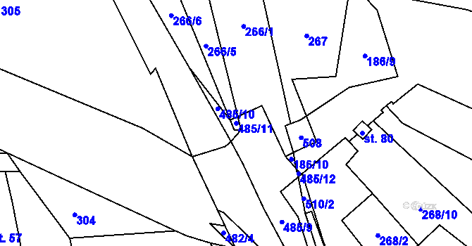 Parcela st. 485/11 v KÚ Grešlové Mýto, Katastrální mapa