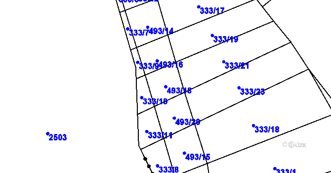 Parcela st. 493/18 v KÚ Grešlové Mýto, Katastrální mapa