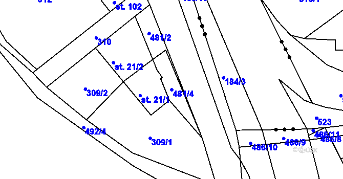 Parcela st. 481/4 v KÚ Grešlové Mýto, Katastrální mapa