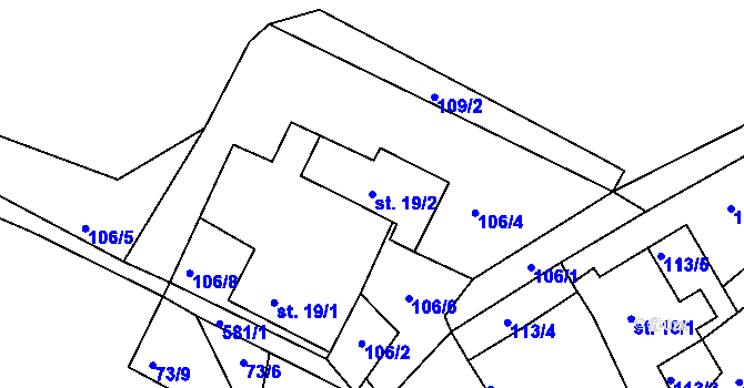 Parcela st. 19/2 v KÚ Gručovice, Katastrální mapa