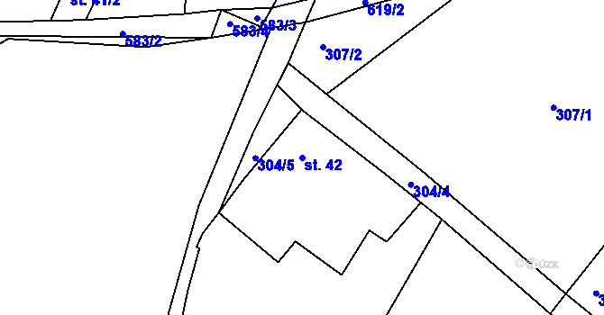 Parcela st. 42 v KÚ Gručovice, Katastrální mapa