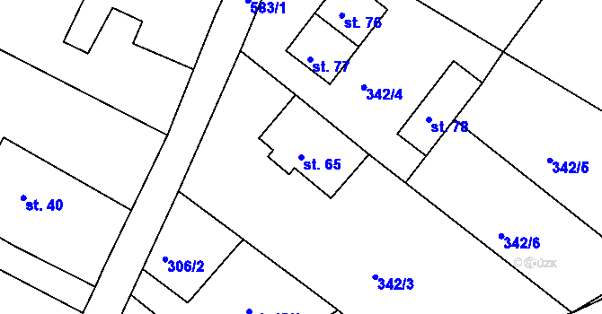 Parcela st. 65 v KÚ Gručovice, Katastrální mapa