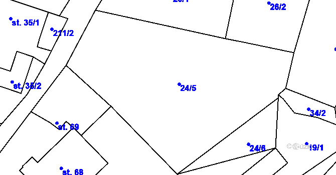 Parcela st. 24 v KÚ Gručovice, Katastrální mapa
