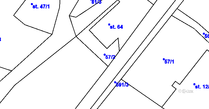 Parcela st. 57/2 v KÚ Gručovice, Katastrální mapa