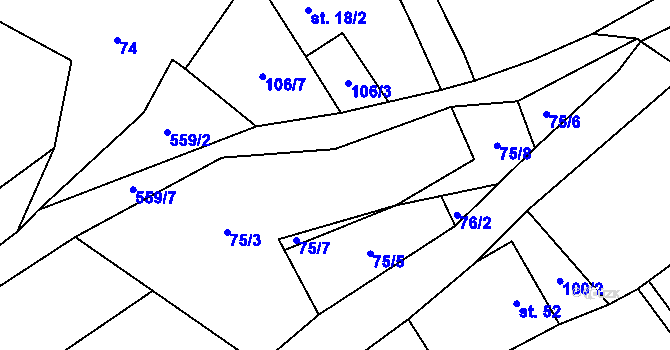 Parcela st. 75/4 v KÚ Gručovice, Katastrální mapa