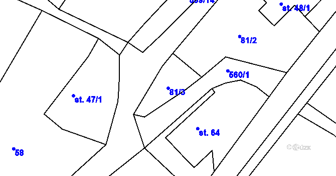 Parcela st. 81/3 v KÚ Gručovice, Katastrální mapa