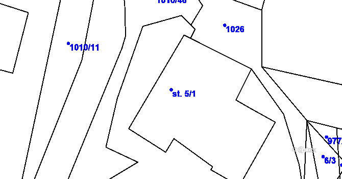 Parcela st. 5/1 v KÚ Gruna, Katastrální mapa