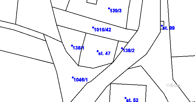 Parcela st. 47 v KÚ Gruna, Katastrální mapa