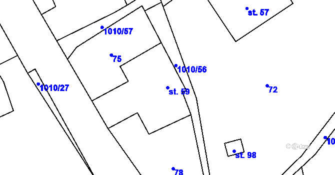 Parcela st. 59 v KÚ Gruna, Katastrální mapa