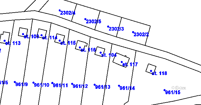 Parcela st. 104 v KÚ Gruna, Katastrální mapa