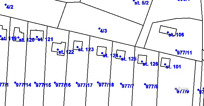 Parcela st. 124 v KÚ Gruna, Katastrální mapa
