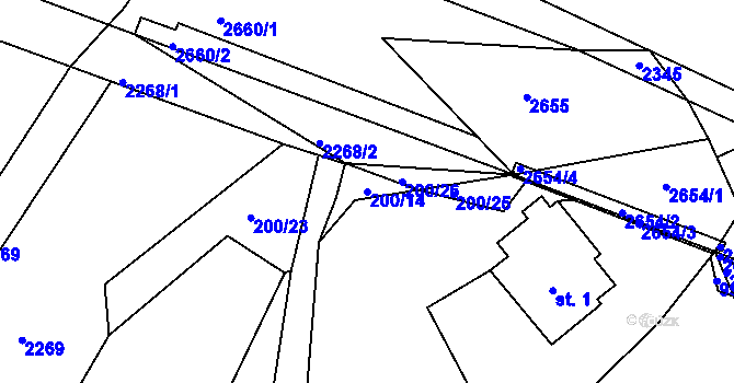 Parcela st. 200/14 v KÚ Gruna, Katastrální mapa
