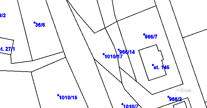 Parcela st. 1010/17 v KÚ Gruna, Katastrální mapa