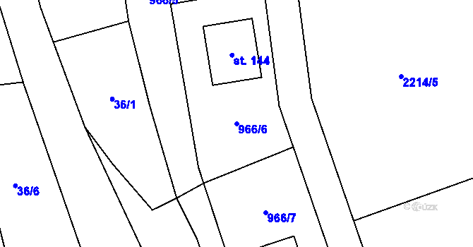 Parcela st. 966/6 v KÚ Gruna, Katastrální mapa