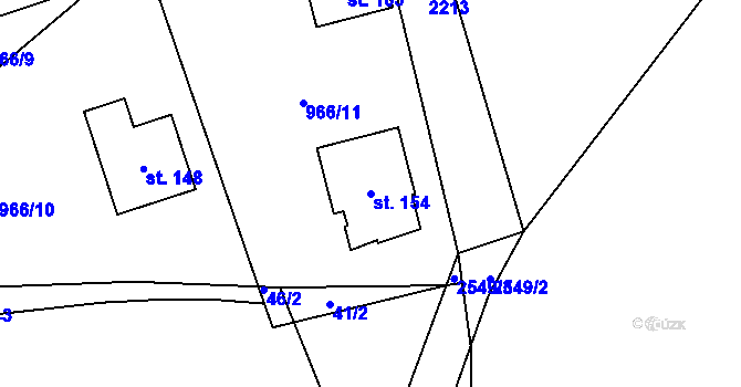 Parcela st. 154 v KÚ Gruna, Katastrální mapa