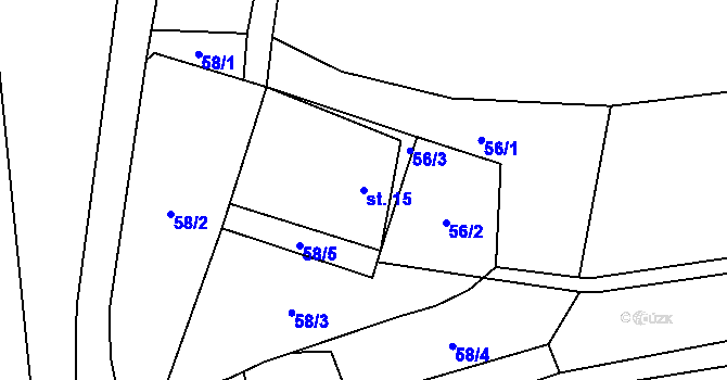 Parcela st. 15 v KÚ Žipotín, Katastrální mapa