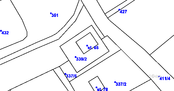 Parcela st. 65 v KÚ Žipotín, Katastrální mapa
