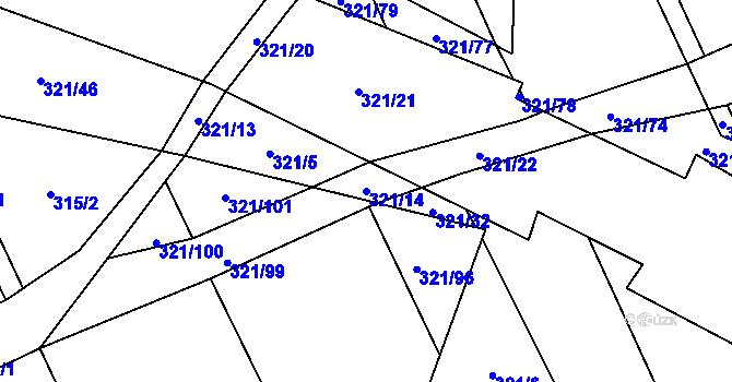 Parcela st. 321/14 v KÚ Žipotín, Katastrální mapa