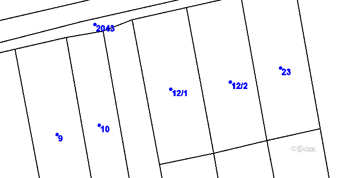 Parcela st. 12/1 v KÚ Grygov, Katastrální mapa