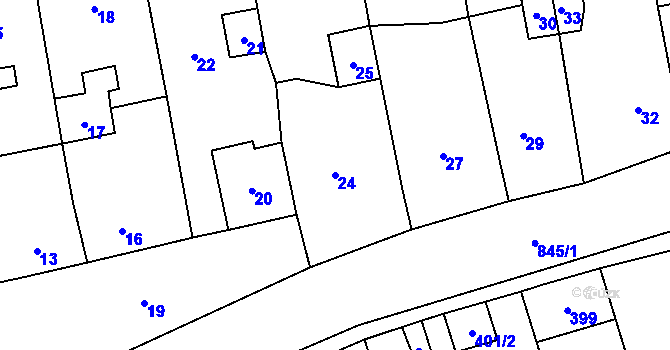 Parcela st. 24 v KÚ Grygov, Katastrální mapa