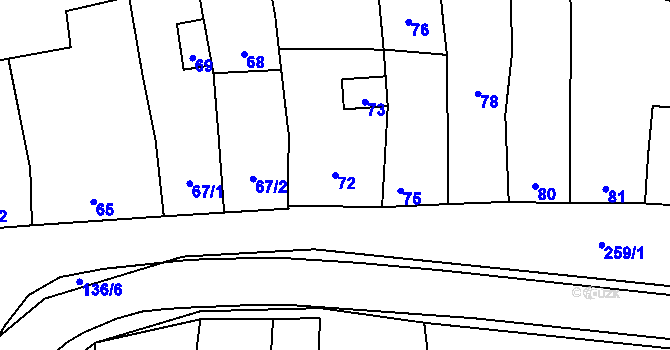 Parcela st. 72 v KÚ Grygov, Katastrální mapa