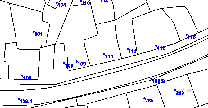 Parcela st. 111 v KÚ Grygov, Katastrální mapa